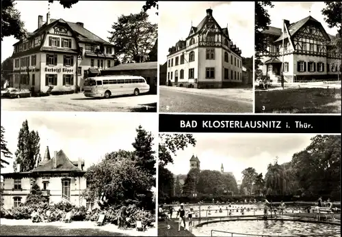 Ak Bad Klosterlausnitz in Thüringen, FDGB Ferienheim, Hotel zur Köppe, Klubhaus, Freibad