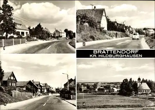 Ak Brattendorf Auengrund in Thüringen, Konsum Kaufhaus, Obere und Untere Ortsstraße, Teilansicht