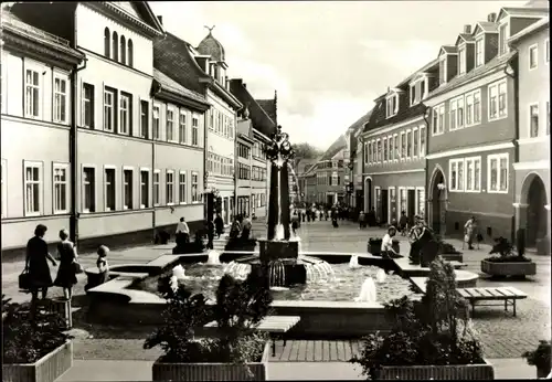 Ak Suhl in Thüringen, Steinweg, Springbrunnen