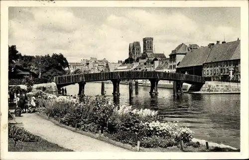 Ak Hansestadt Lübeck, Brücke, St. Marien