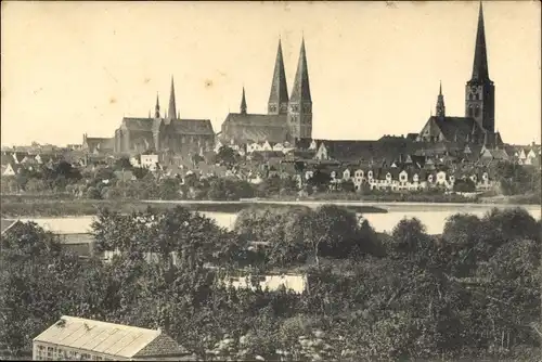 Ak Hansestadt Lübeck, Blick von Marli auf die Altstadt