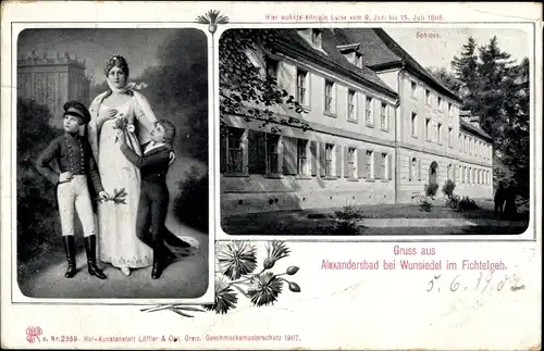 Ak Bad Alexandersbad Fichtelgebirge, Schloss, Königin Luise mit Prinzen