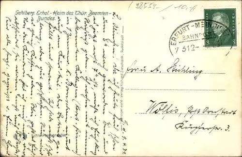 Ak Gehlberg Suhl in Thüringen, Erholungsheim des thüringischen Beamtenbundes