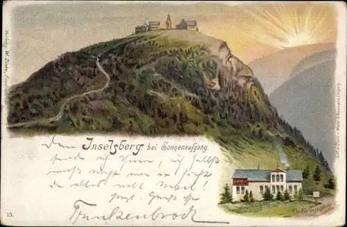 Künstler Litho Brotterode Trusetal in Thüringen, Inselsberg bei Sonnenaufgang