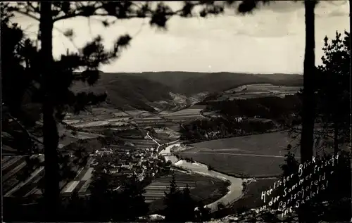 Foto Ak Uhlstädt Kirchhasel an der Saale, Gesamtansicht von Partschefeld aus