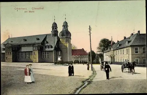 Ak Clausthal Zellerfeld im Oberharz, Marktplatz