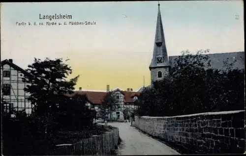 Ak Langelsheim Harz, Ev. Kirche, Mädchen Schule