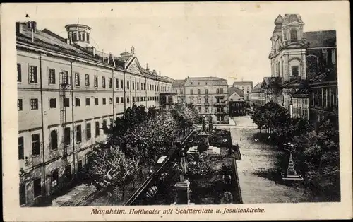 Ak Mannheim in Baden, Schillerplatz, Jesuitenkirche