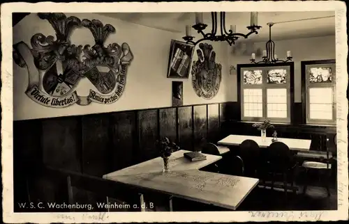 Ak Weinheim Bergstraße, Wachenburg, Studentika Wappen