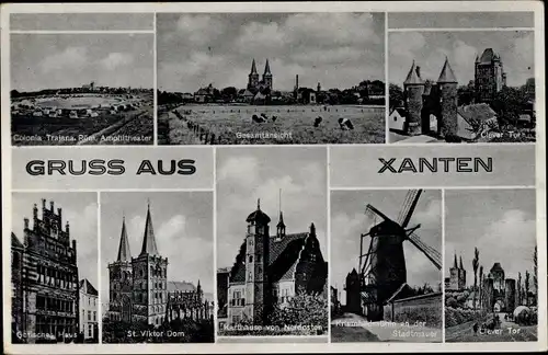 Ak Xanten am Niederrhein, Clever Tor, Gesamtansicht, Kriemhildmühle, St. Viktor Dom, Karthause