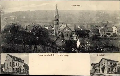 Ak Bammental in Baden, Bahnhof, Handlung, Totalansicht