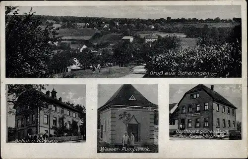 Ak Scheringen Limbach in Baden, Gasthaus zum grünen Baum, Wasserpumpwerk, Schule, Rathaus