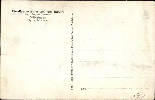 Ak Scheringen Limbach in Baden, Gasthaus zum grünen Baum, Wasserpumpwerk, Schule, Rathaus