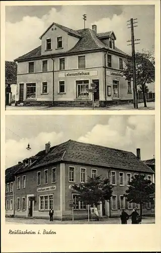 Ak Neulußheim in Baden, Lebensmittelhaus, Gasthaus zum Adler