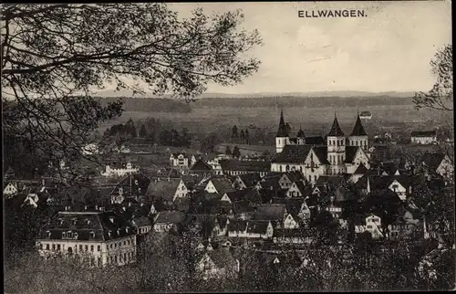 Ak Ellwangen an der Jagst, Blick auf den Ort