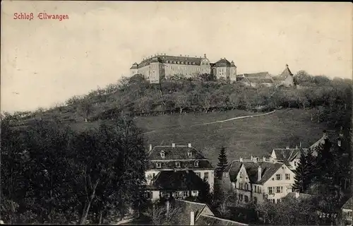 Ak Ellwangen an der Jagst, Teilansicht mit Blick auf das Schloss