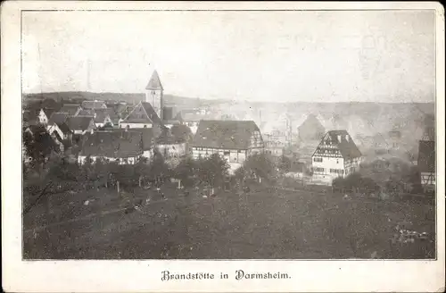 Ak Darmsheim Sindelfingen Baden Württemberg, Brandstätte im Ort, Brand 1907