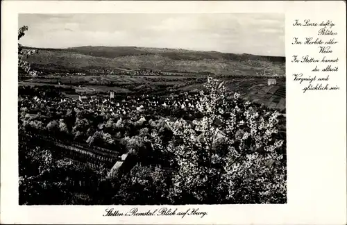 Ak Stetten Kernen im Remstal Württemberg, Blick auf den Ort und Iburg