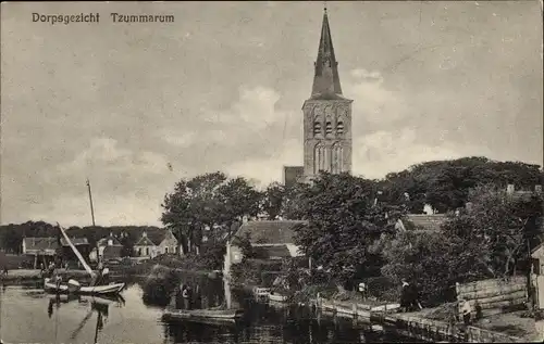 Ak Tzummarum Friesland Niederlande, Dorpsgezicht