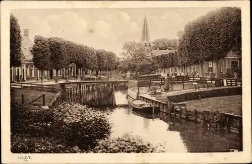 Ak IJlst Ylst Friesland Niederlande, Fluss, Brücke