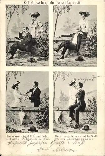 Ak O lieb so lang du lieben kannst, Liebespaar