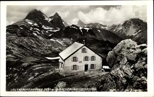 Ak Sankt Anton am Arlberg Tirol, Leutkircher Hütte, Bacher-Weisschrofen