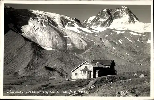 Ak Neustift im Stubaital in Tirol, Dresdner Hütte, Schaufelspitze