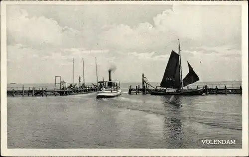 Ak Volendam Nordholland Niederlande, Boot, Hafenpartie