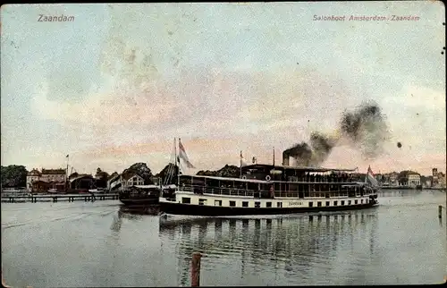 Ak Zaandam Zaanstad Nordholland, Salonboot Amsterdam-Zaandam, Salondampfer