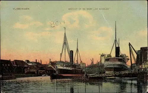 Ak Vlissingen Zeeland Niederlande, Gezicht op de Werf de Schelde