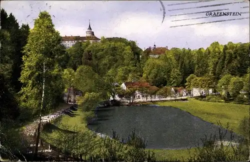 Ak Grabštejn bei Chotyně Bad Ketten Region Reichenberg, Hrad Grabštejn, Schloss Grafenstein, Teich