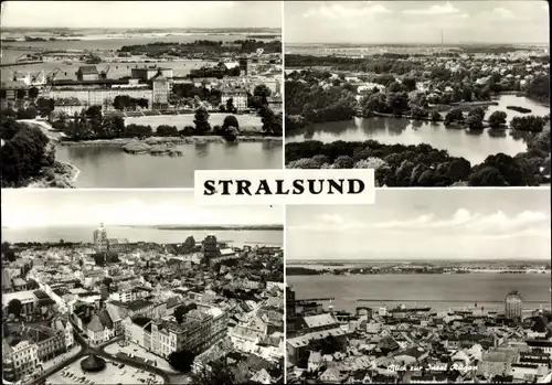Ak Stralsund in Vorpommern, Gesamtansicht, Fliegeraufnahme