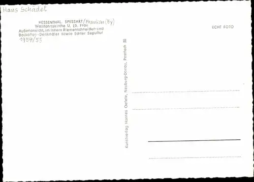 Ak Hessenthal Mespelbrunn im Spessart, Gesamtansicht, Wallfahrts Kirche