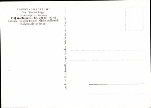 Ak Wohlesbostel Hollenstedt, Pension Dorfkrug