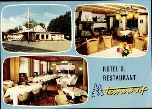 Ak Einfeld Neumünster, Hotel und Restaurant Tannhof, Aussen- und Innenansicht