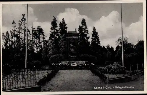 Ak Lohne Oldenburg, Blick zum Kriegerdenkmal