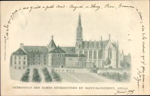 Ak Arras Pas de Calais, Pensionnat des Dames Benedictines du Saint Sacrement