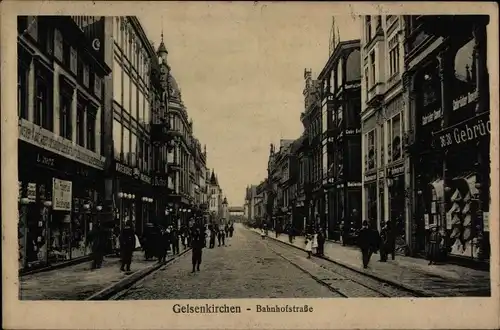 Ak Gelsenkirchen im Ruhrgebiet, Bahnhofstraße, Geschäfte