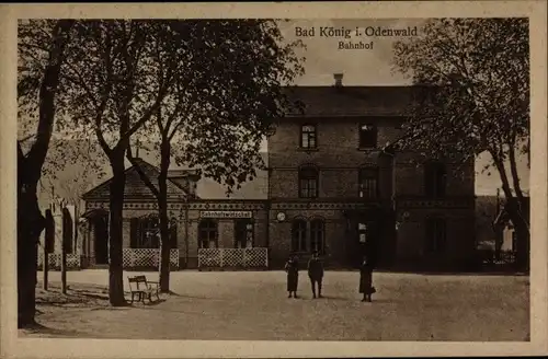 Ak Bad König im Odenwald Hessen, Bahnhof, Bahnhofswirtschaft