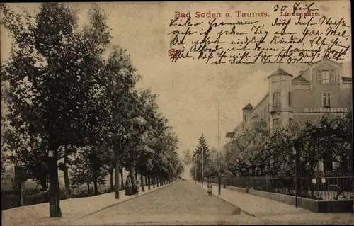 Ak Bad Soden am Taunus Hessen, Lindenallee, Hotel Stolzenfels