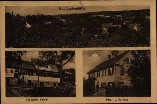 Ak Neufürstenhütte Großerlach in Württemberg, Schule, Rathaus, Landheim Salem, Totalansicht