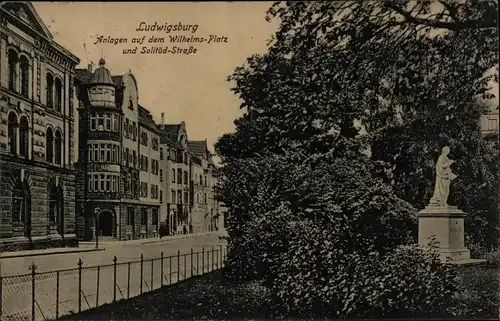 Ak Ludwigsburg in Württemberg, Anlagen auf dem Wilhelms Platz, Solitüd Straße