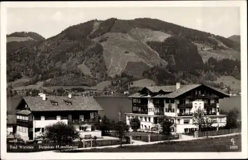 Ak Bad Wiessee am Tegernsee, Pension Hanslbauer, Außenansicht, Berg