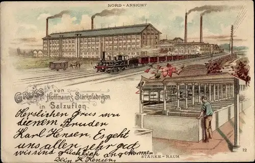 Litho Bad Salzuflen in Lippe, Hoffmann´s Stärkefabrik, Stärke Raum, Nord Ansicht