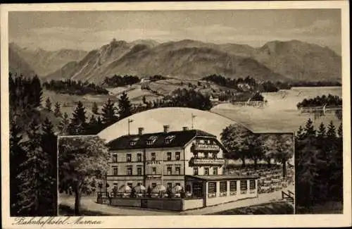 Ak Murnau am Staffelsee, Bahnhofshotel, Panorama