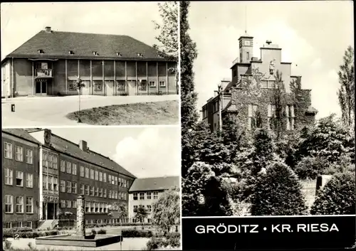 Ak Gröditz in Sachsen, Filmtheater, Polytechnische Oberschule, Rathaus