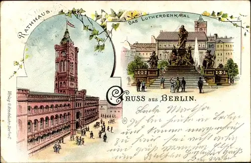 Litho Berlin Mitte, Rathaus, Lutherdenkmal