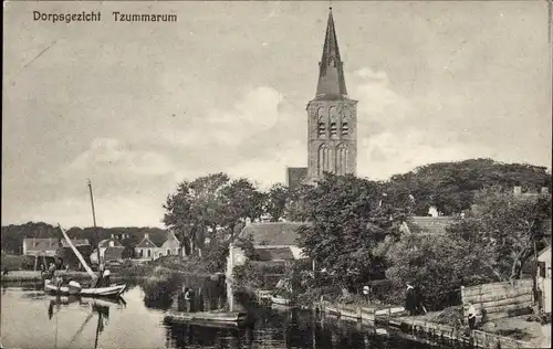 Ak Tzummarum Friesland Niederlande, Dorpsgezicht