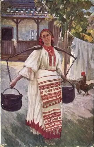 Künstler Ak Tisov, J., Frau in kroatischer Tracht