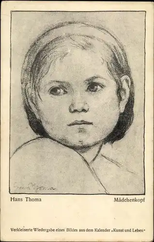 Künstler Ak Thoma, Hans, Mädchenkopf, Portrait